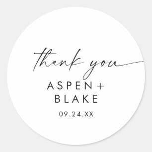 Rond Modern Script Thank You Wedding Favor Sticker