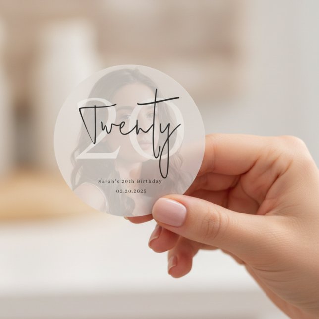 Rond Modern Twenty 20th Birthday Party Sticker (Créateur téléchargé)