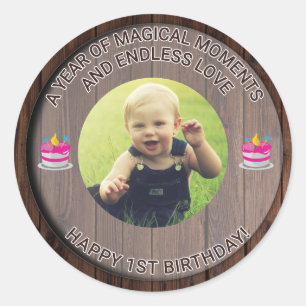 Rond Moments magiques : Joyeux 1er Anniversaire Sticker