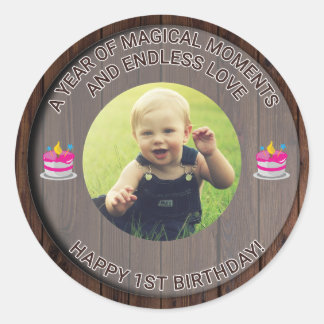 Rond Moments magiques : Joyeux 1er Anniversaire Sticker