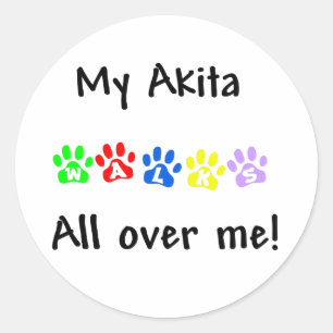 Rond Mon Akita marche partout sur moi Sticker