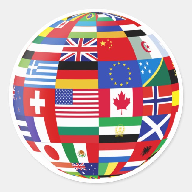 Rond Monde de drapeaux Sticker (Devant)