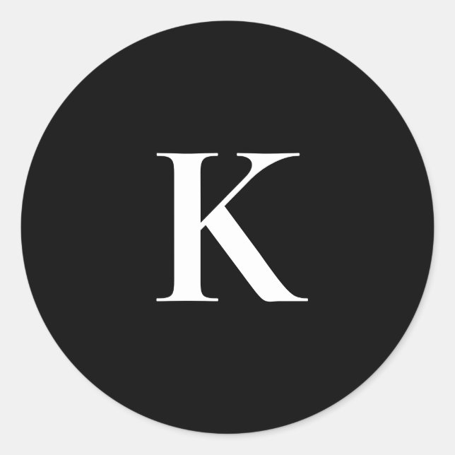 Rond Monogram Letter K Sticker – Black & White Minimal  (Devant)