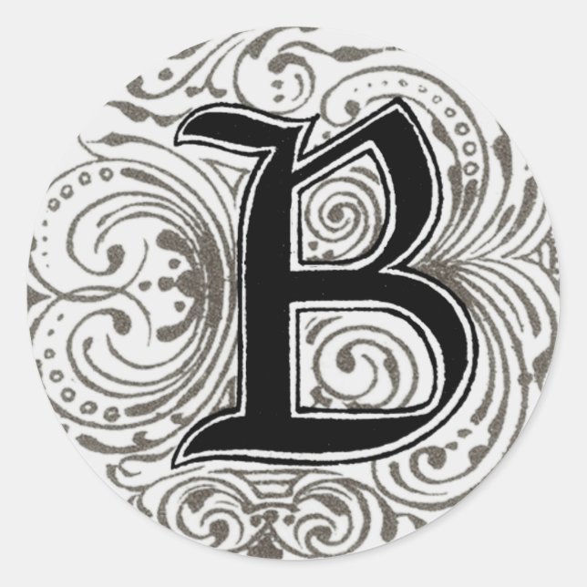 Rond Monogramme "B" en gris - Sticker (Devant)
