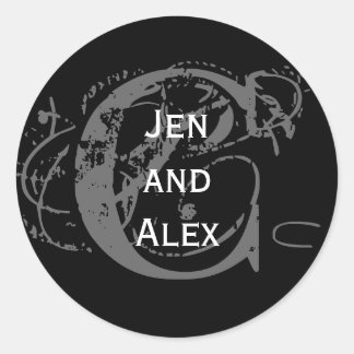 Rond Monogramme C et Noms Sticker noir