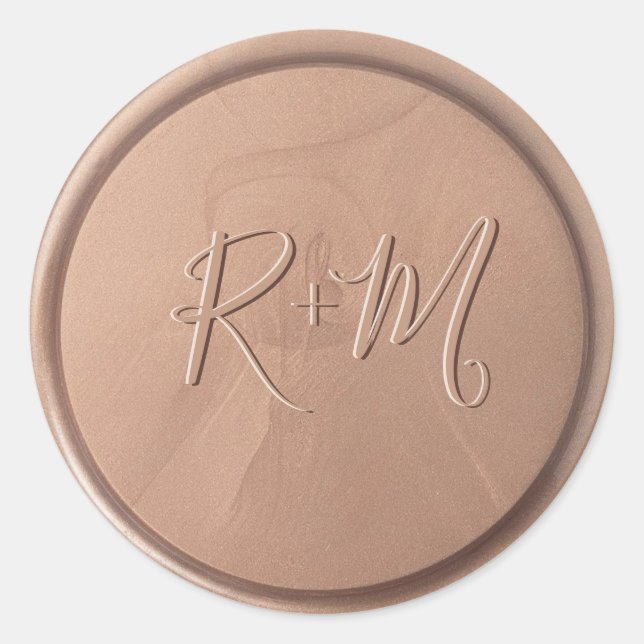 Rond Monogramme Date Chocolat Sticker Brown cire (Devant)