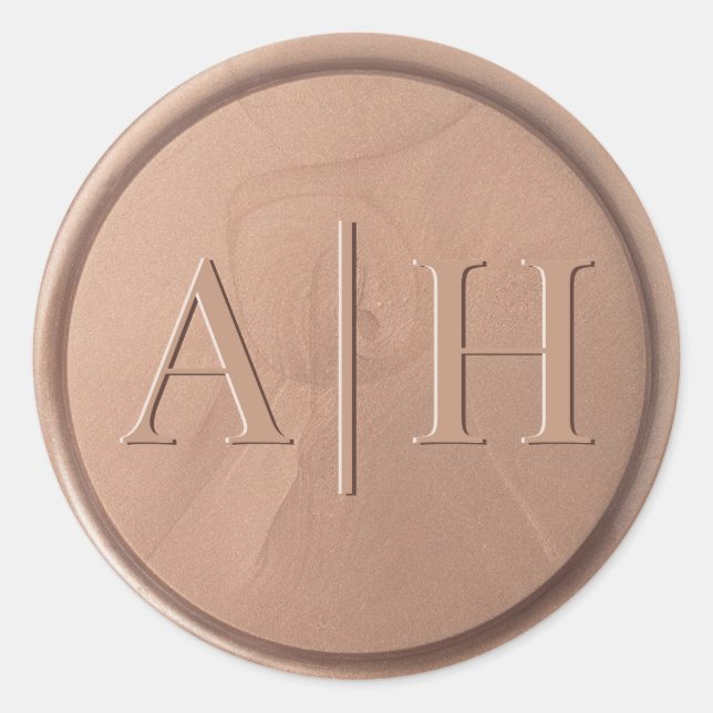Rond Monogramme Date Chocolat Sticker Brown Sceau (Devant)