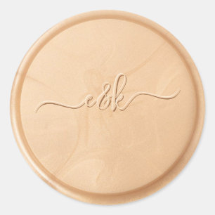 Rond Monogramme Date ivoire Sticker cire de blé