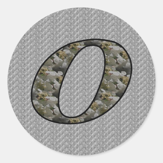 Rond Monogramme Initial O Hydrangea Sticker Floral (Devant)