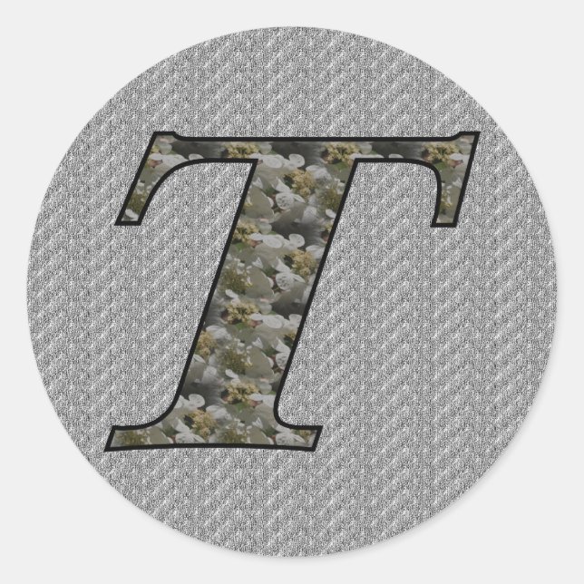 Rond Monogramme initial T Hydrangea Sticker floral (Devant)