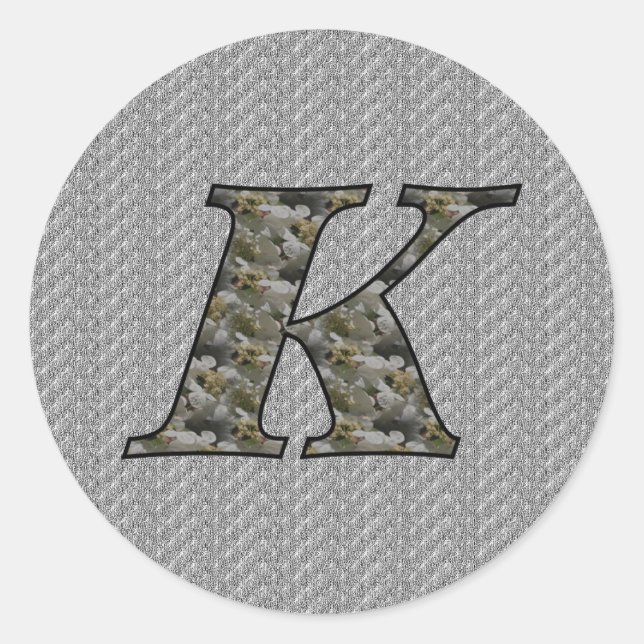 Rond Monogramme Initiale K Hydrangea Sticker Floral (Devant)