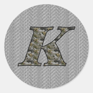 Rond Monogramme Initiale K Hydrangea Sticker Floral