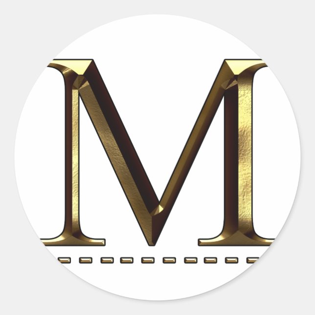 Rond Monogramme lettre d'or M Votre Sticker (Devant)