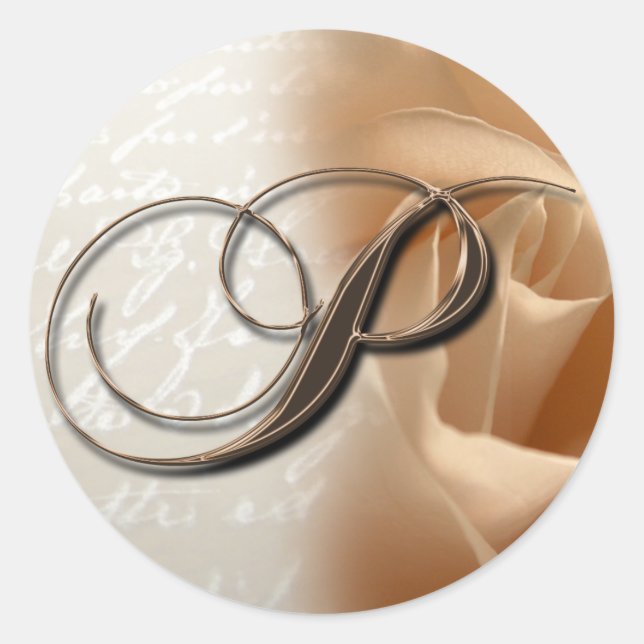 Rond Monogramme Lettre P Mariage Enveloppe Sticker (Devant)