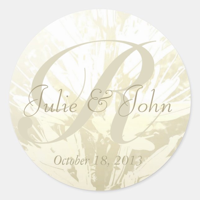 Rond Monogramme mariage de fleurs d'or - Sticker 4 (Devant)