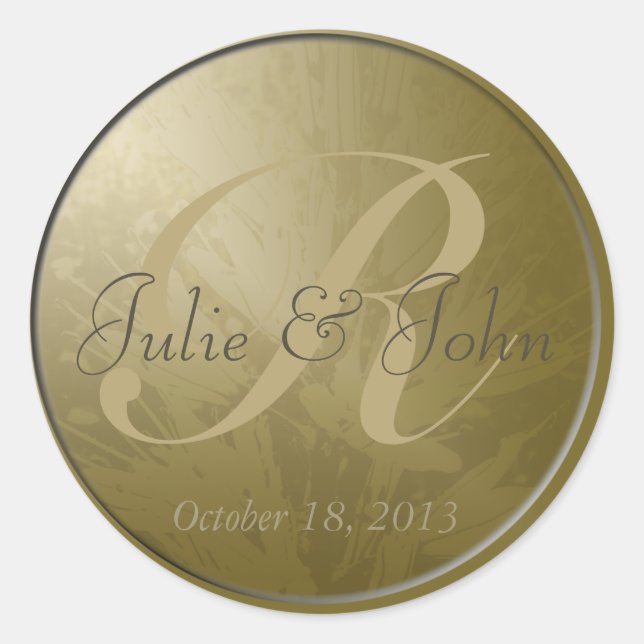 Rond Monogramme mariage de fleurs d'or - Sticker 9 (Devant)