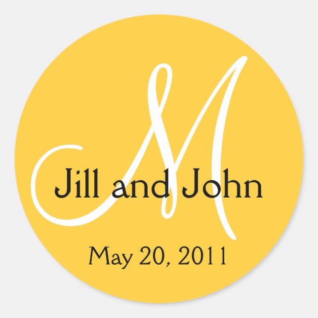 Rond Monogramme mariage Enregistrer la date Sticker jau (Devant)