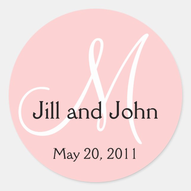 Rond Monogramme mariage Enregistrer la date Sticker ros (Devant)