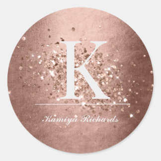 Rond Monogramme or Rose Faux et Sticker de nom