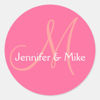 Rond Monogramme rose blanc Mariage Favor Sticker