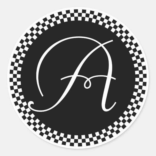 Rond Monogramme Sticker BlackCheckerboard Conception ci (Devant)