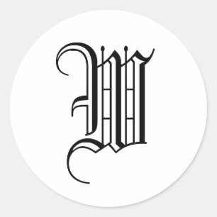 Rond Monogramme W Sticker noir blanc vieux anglais