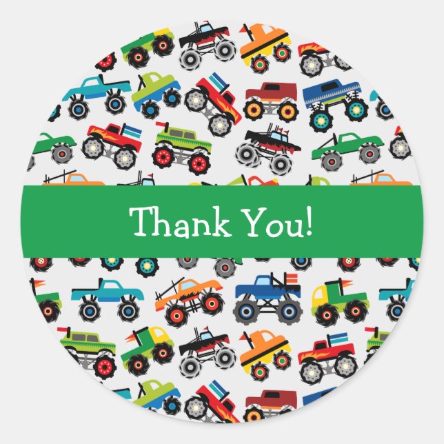 Rond Monster Truck Motif Classic Round Sticker (Devant)