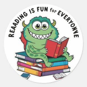 Rond Monstre de lecture : Sticker amusant et coloré du