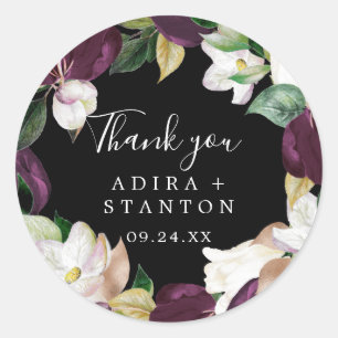 Rond Moody Purple Black Merci Mariage Favor Sticker
