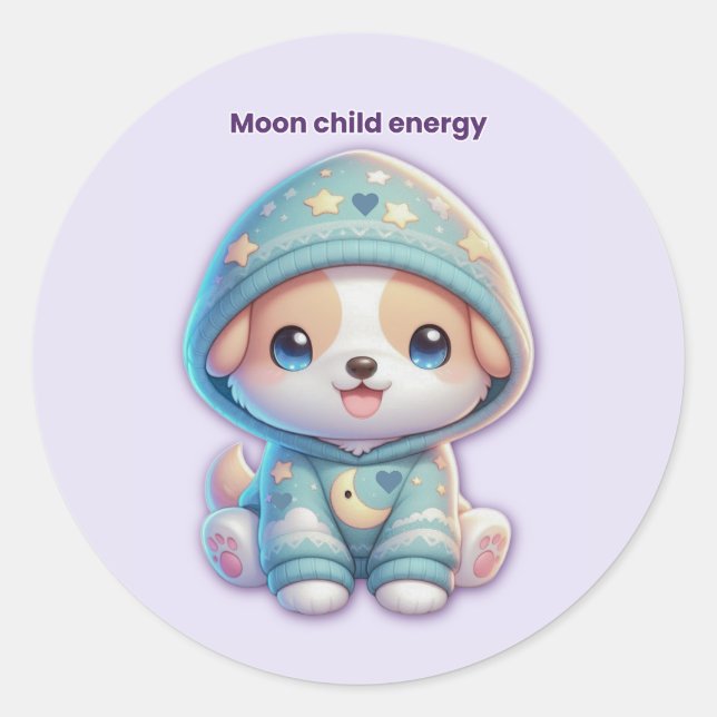 Rond Moon Child Energy Dog Sticker (Devant)