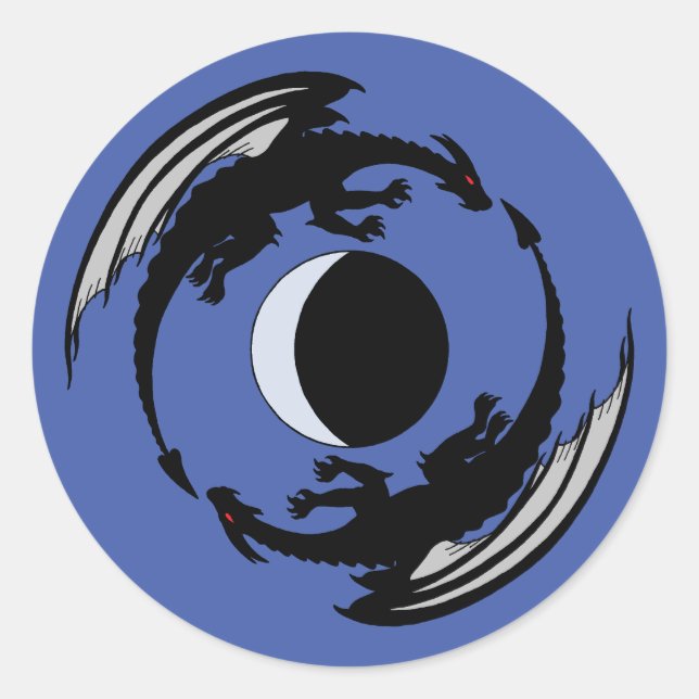 Rond Moon Dragons Imaginaire Design Sticker Classic Rou (Devant)