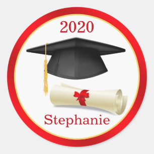 Rond Mortier noir, diplôme Votre nom Graduation Sticker