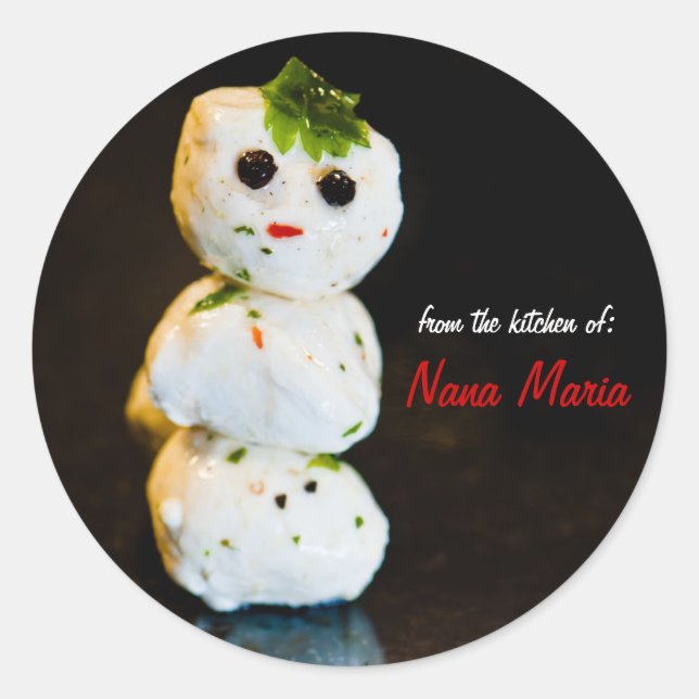 Rond Mozzarella Ball Snowman Custom Food Sticker (Devant)