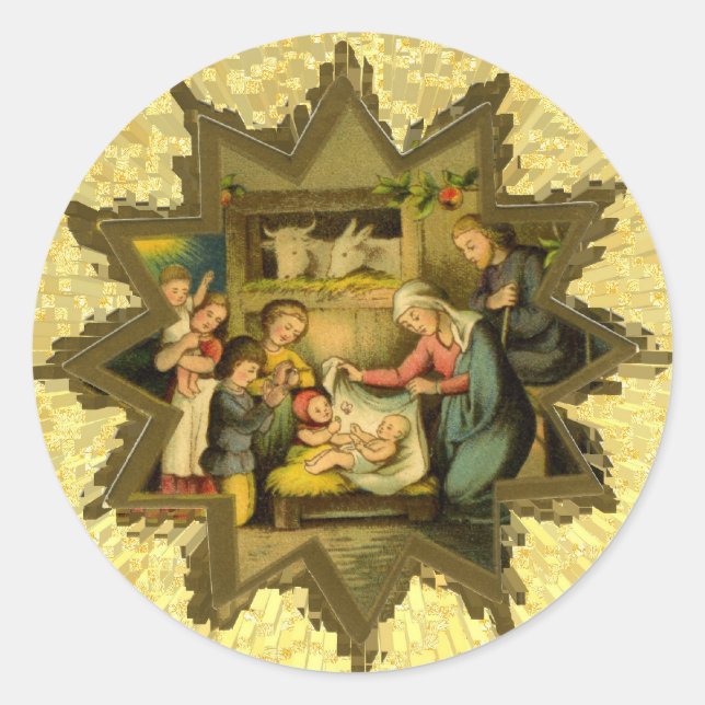 Rond Nativité allemande antique sur Sticker (Devant)
