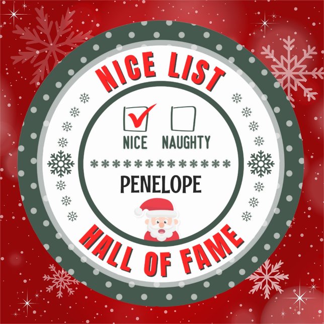 Rond Naughty Nice Hall de la renommée Sticker de Noël v (Get the matching Naughty sticker for a great couples gift. Merry Christmas!)