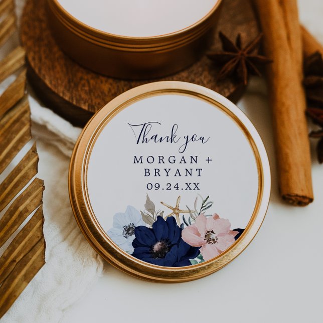 Rond Nautique moderne | Sticker Favor Mariage Floral (Créateur téléchargé)