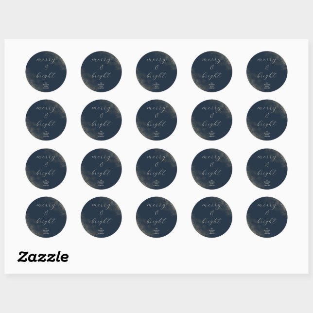 Rond Navy Blue Gold Dust Holiday Seal Sticker (Feuille)