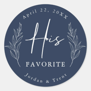 Rond Navy Eucalyptus Son Sticker De Mariage Préféré
