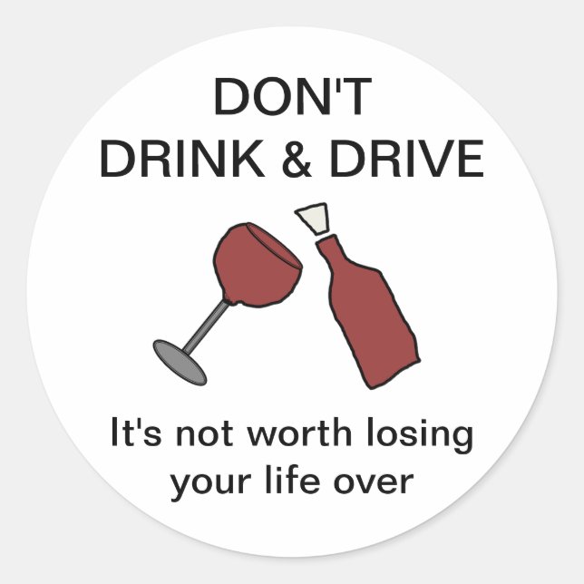 Rond Ne buvez pas et ne conduisez pas Sticker à vin (Devant)
