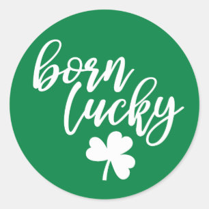 Rond Né Lucky avec Shamrock - Green Sticker