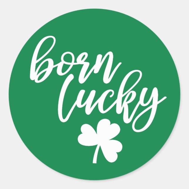 Rond Né Lucky avec Shamrock - Sticker vert (Devant)