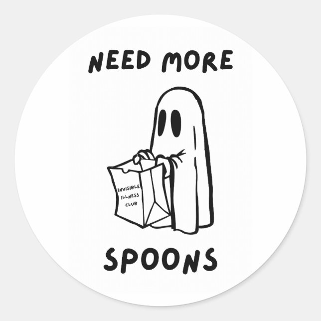 Rond 'Need More Spoons' Funny Chronic Illness Sticker (Devant)