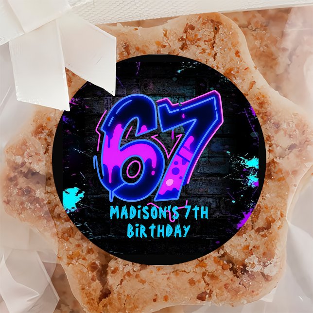 Rond Neon Graffiti Six Seven 7th Birthday Sticker (Créateur téléchargé)