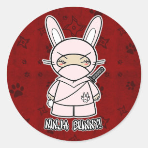 Rond Ninja Bunny ! En Sticker rouge