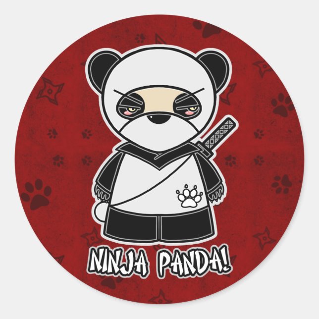 Rond Ninja Panda ! En Sticker rouge (Devant)