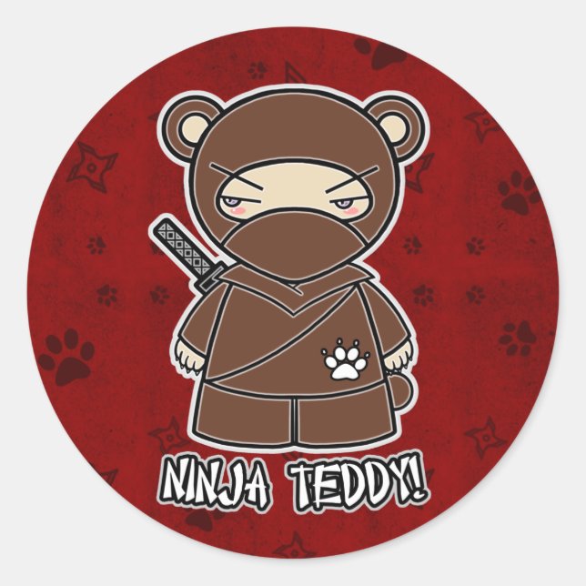 Rond Ninja Teddy ! En Sticker rouge (Devant)