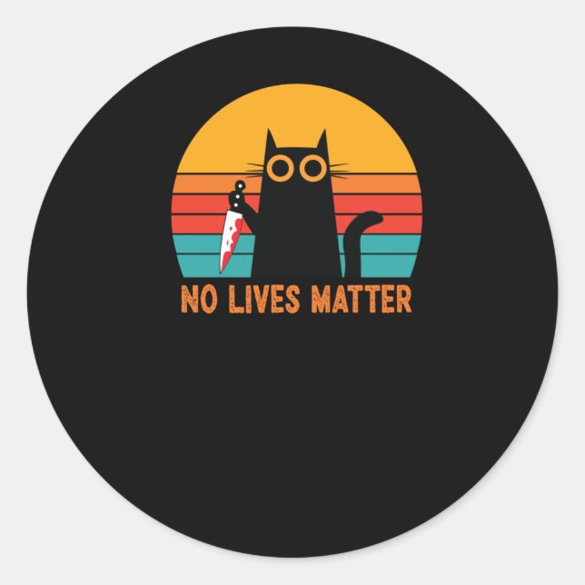 Rond No Lives - Drôle Sticker Halloween Chat (Devant)