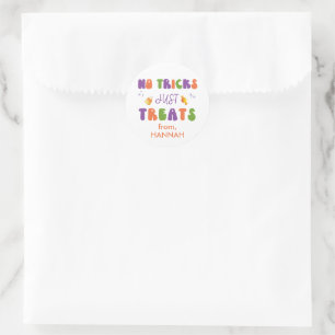Rond No Tricks Just Traite Retro Halloween Sticker cade