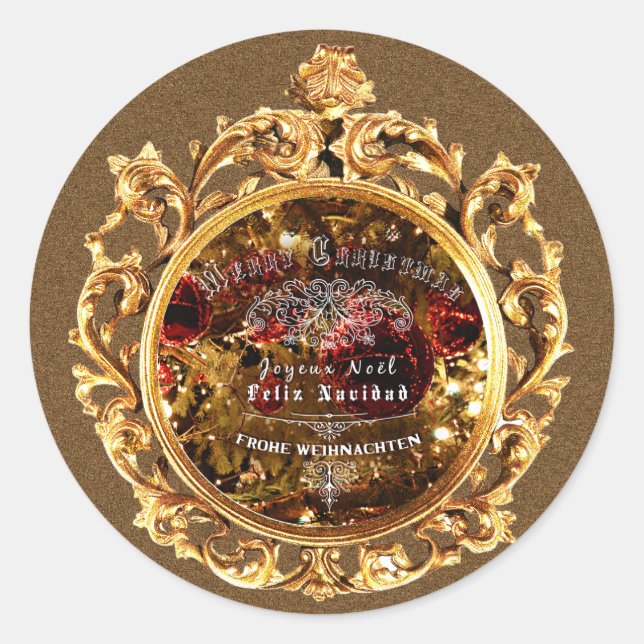 Rond Noël doré de luxe - Sticker (Devant)