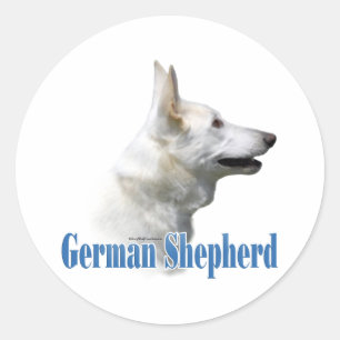 Rond Nom du berger allemand blanc - Sticker